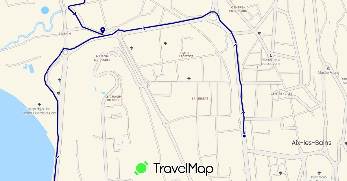 TravelMap itinerary: driving in France (Europe)