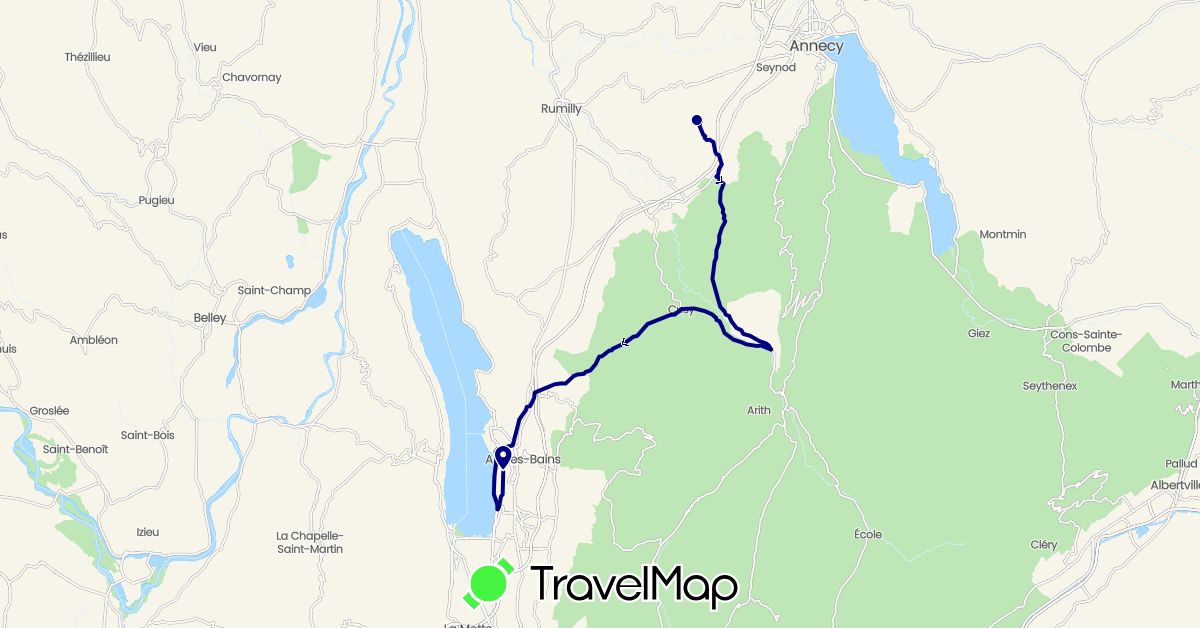 TravelMap itinerary: driving in France (Europe)