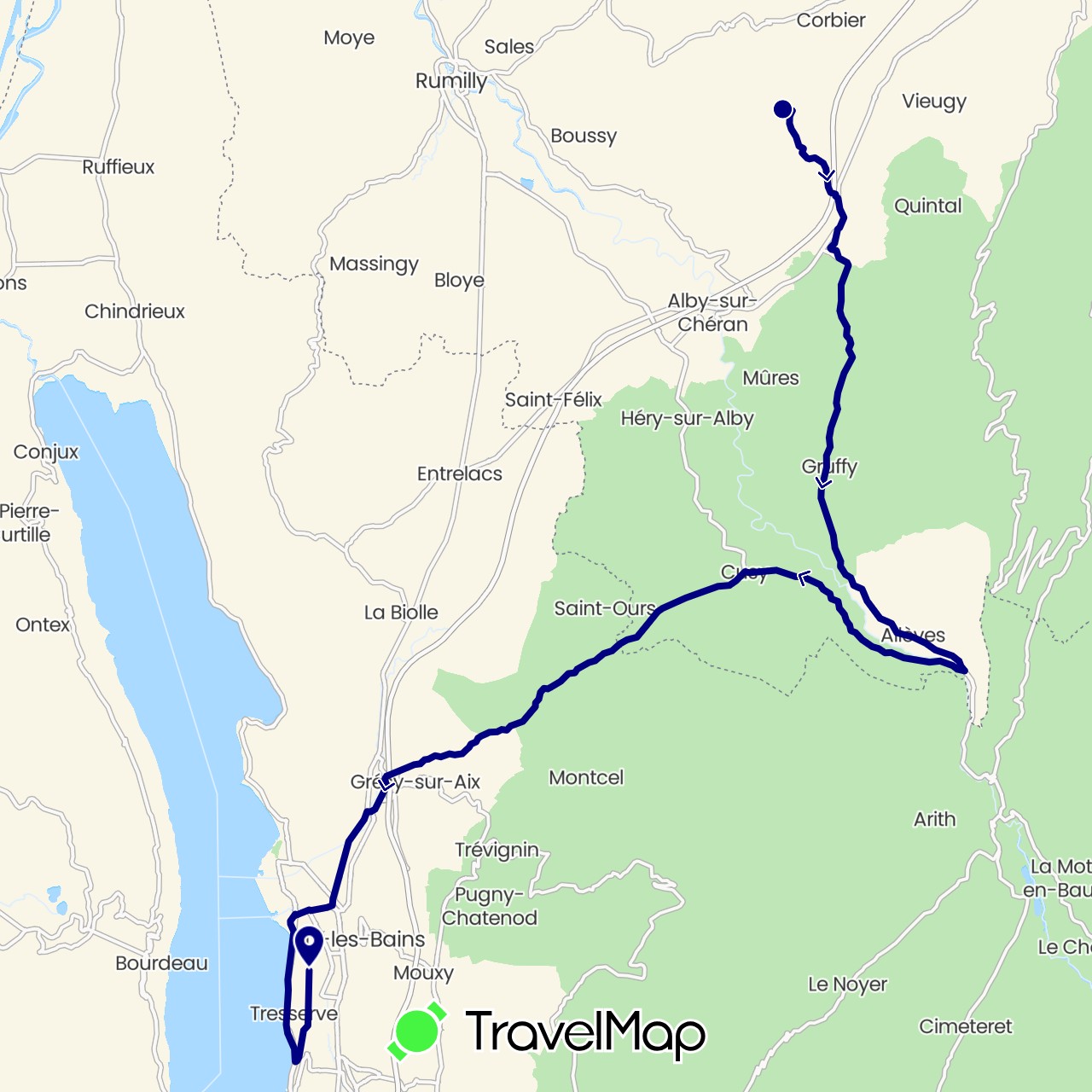 TravelMap itinerary: driving in France (Europe)