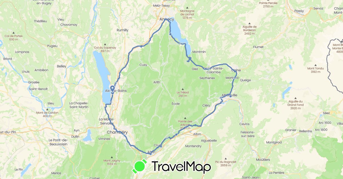 TravelMap itinerary: cycling in France (Europe)