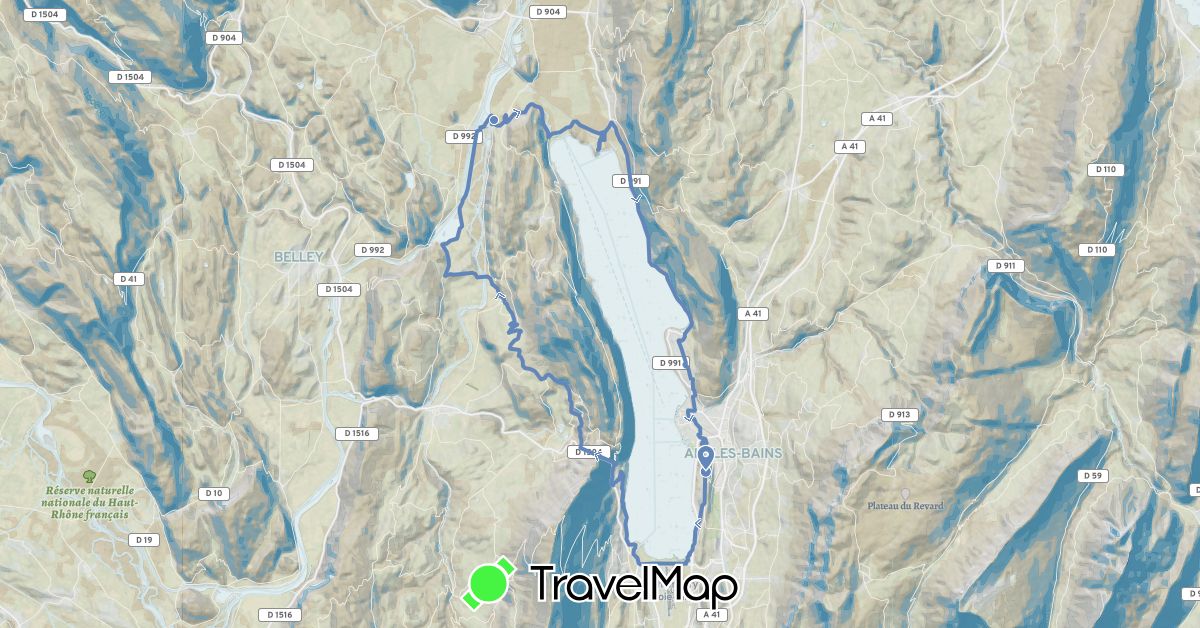 TravelMap itinerary: driving, cycling in France (Europe)