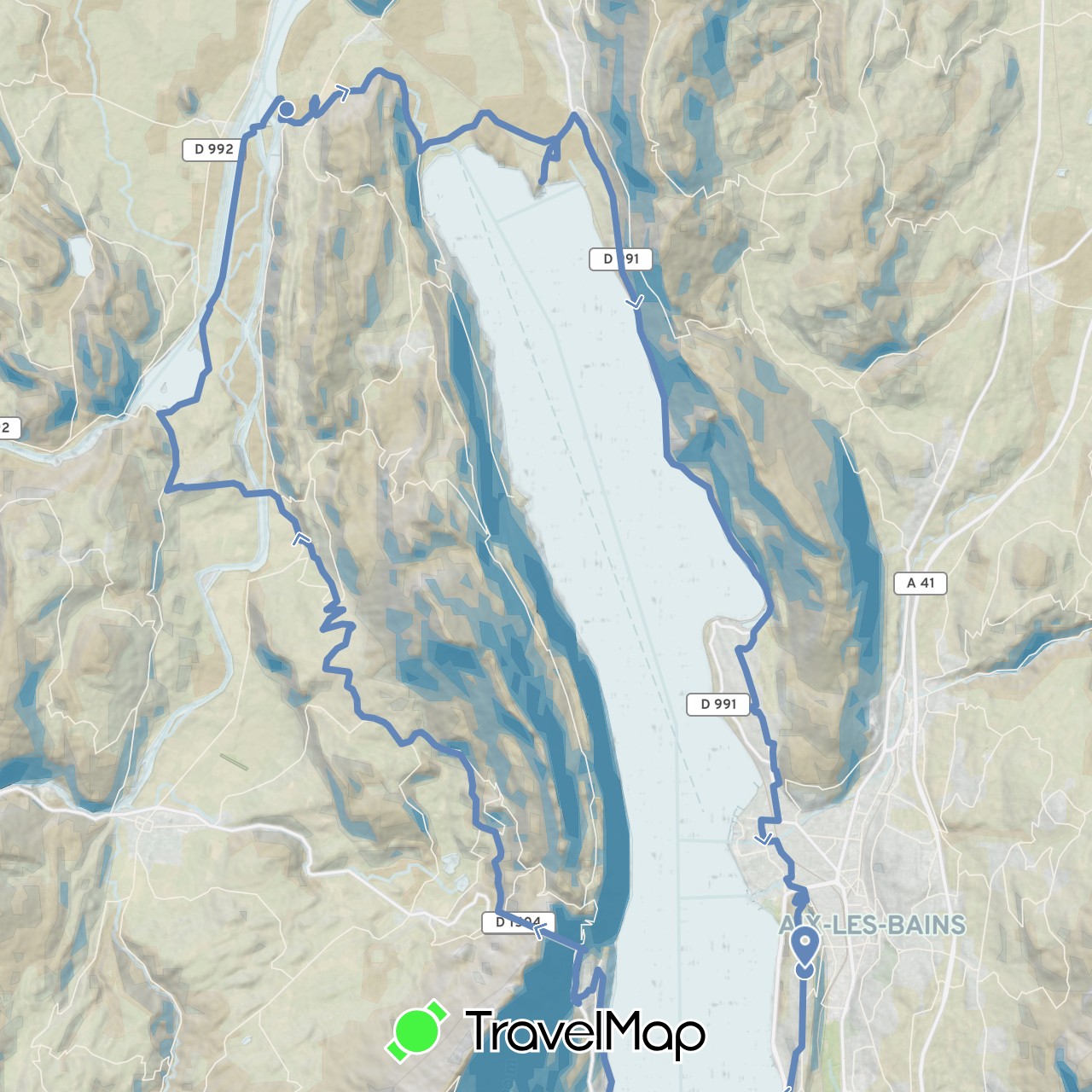 TravelMap itinerary: driving, cycling in France (Europe)